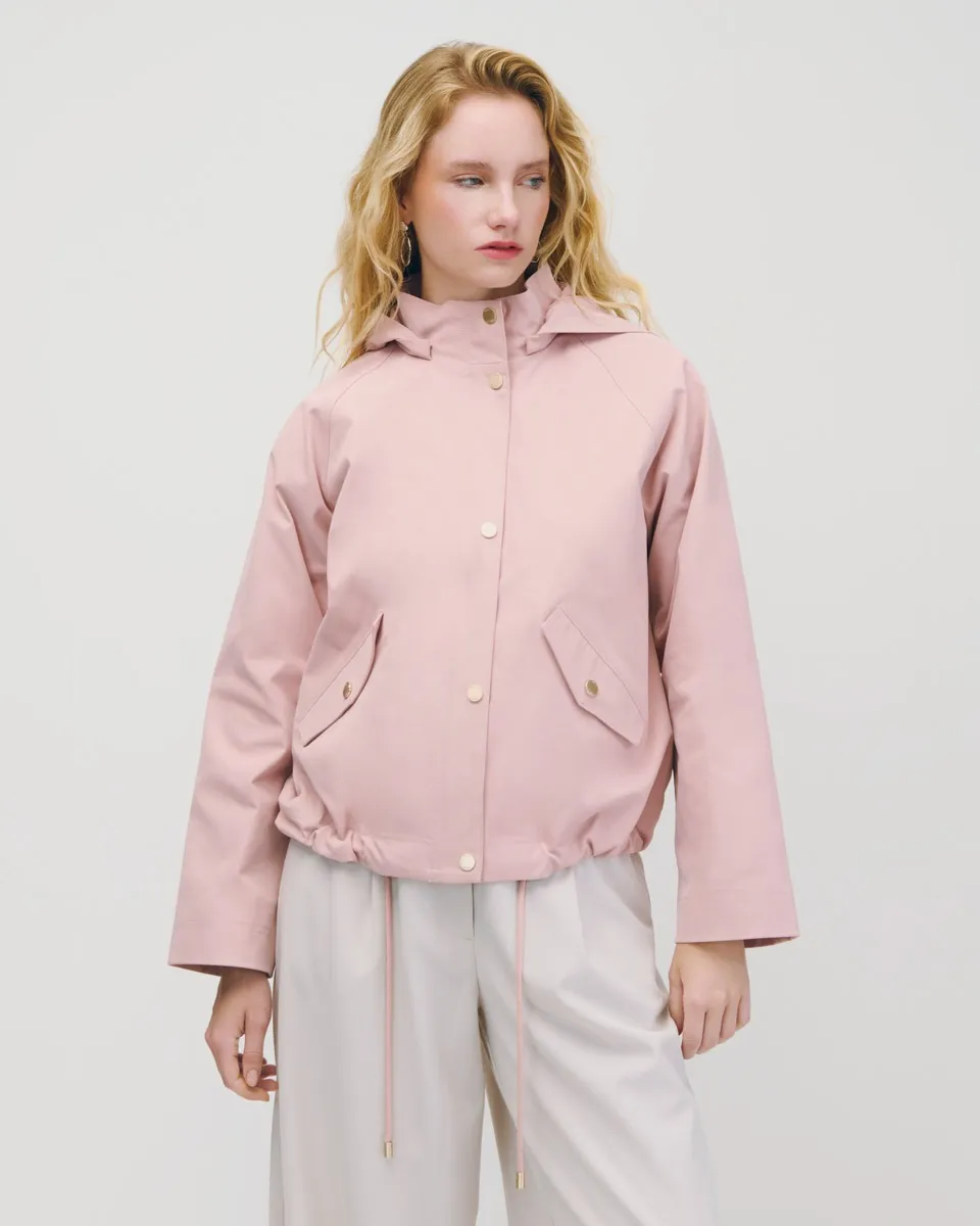 Chamarra Parka Palo De Rosa Capucha Desmontable Manga Ranglan 