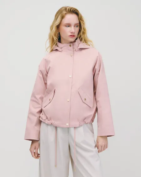 Chamarra Parka Palo De Rosa Capucha Desmontable Manga Ranglan