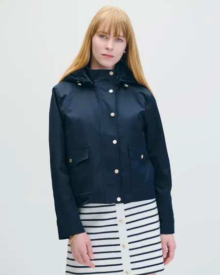 Parka Corta Índigo Capucha Desmontable