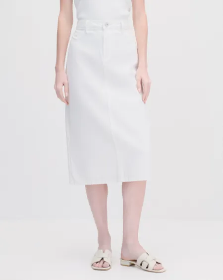 Falda Midi Blanca Tipo Denim