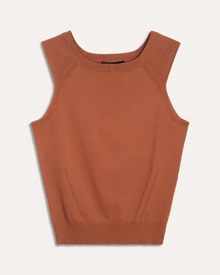 Blusa Tejido De Punto Canela Escote Barco
