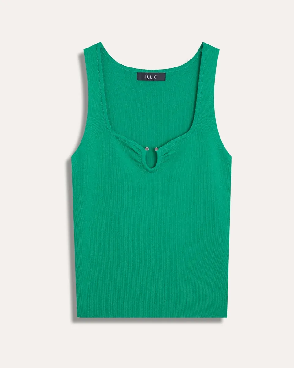 Blusa Tejido De Punto Verde Argolla En Escote 