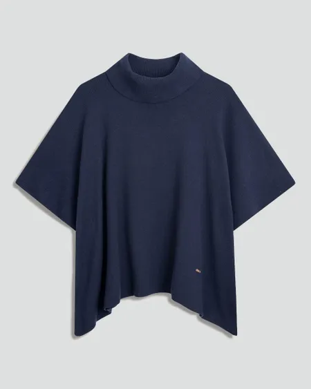Capa Tejida Cuello Alto Azul Marino