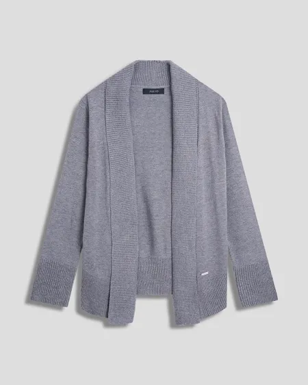 Cárdigan Gris Tejido Combinado