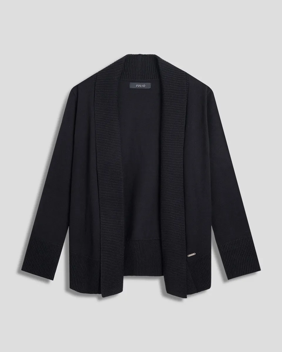 Cárdigan Negro Tejido Combinado 