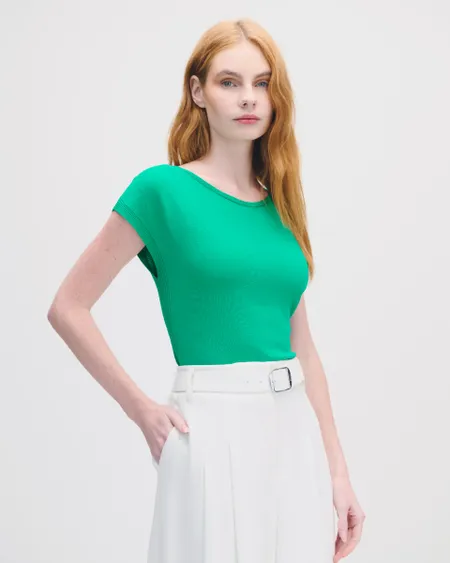 Blusa Tejido De Punto Verde Trébol Manga Sisa
