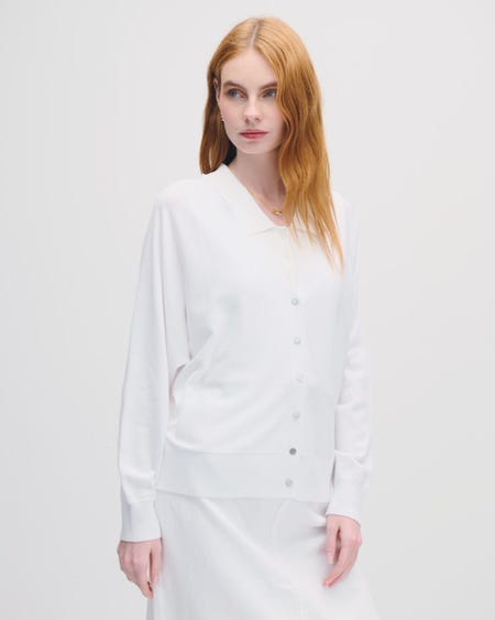 Cárdigan Blanco De Punto Manga Dolman