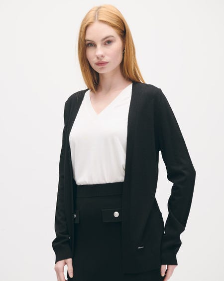 Cárdigan Negro Tejido De Punto Ligero