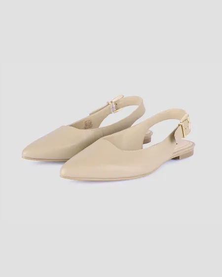 Bailarina Slingback De Piel Nude Con Hebilla